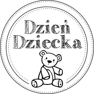 Etykieta z misiem Dzień Dziecka